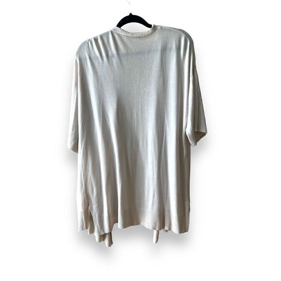 Chaus Waterfall Cardigan XL White Silk Pockets - Picture 2 of 6